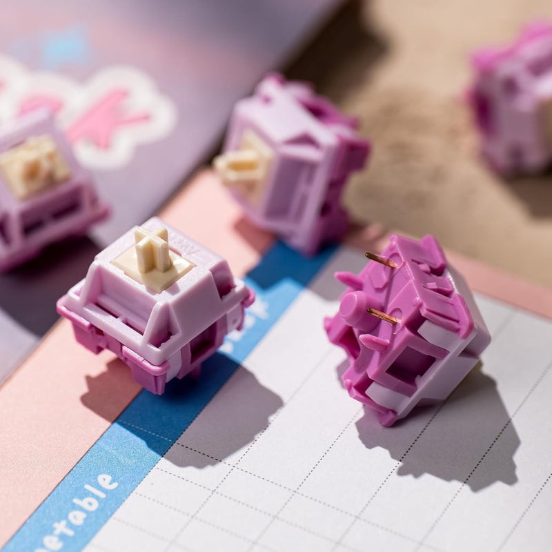 AKKO مفتاح V3 كريمي بنفسجي احترافي للوحة مفاتيح الألعاب الميكانيكية، مفاتيح لمسية 5 دبابيس 30gf مسبقة التشحيم (45 قطعة) - Image 5